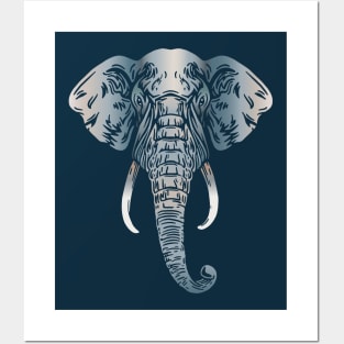 African Elephant Face Posters and Art